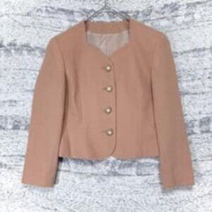 Makelet Wool Collarless Jacket Pink Beige